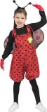 Funny Fashion - Lieveheersbeest Kostuum - Honderd Stippen Lieveheersbeestje Overall Kind Kostuum - Rood - Maat 116 - Carnavalskleding - Verkleedkleding