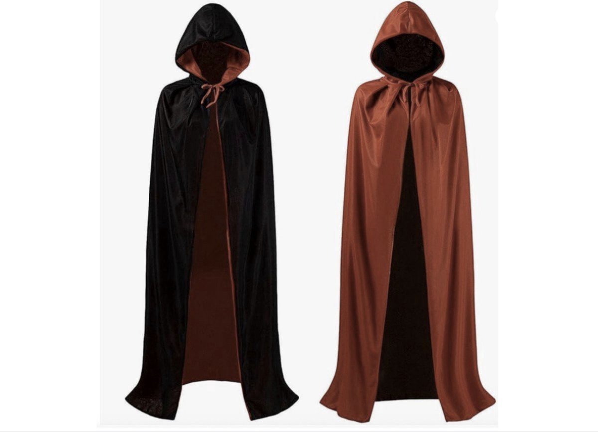 Halloween Kostuums Zwart Rood Mantel Volwassen Hooded Mantel Dubbelzijdige Halloween Cape Voor Cosplay Rave