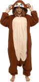 KIMU Onesie Aap Pak - Maat M-L - Apenpak Monkey Kostuum Bruin Chimpansee Pak 170 176 - Jungle Jumpsuit Dierenpak Pyjama Dames Heren Carnaval Carnavalspak