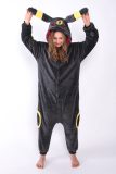 KIMU Onesie Umbreon Pak - Maat 110-116 - Zwart Kostuum Peuter Jumpsuit Huispak Pyjama Monster Vos Konijn Hond Kat Fantasy Jongen Meisje Carnaval Carnavalspak