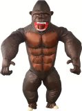 KIMU® Opblaas Kostuum Gorilla - Opblaasbaar Pak - Apenpak Mascotte Opblaaspak - Opblaasbare Aap Dierenpak Eng Kong King Volwassenen Dames Heren Carnaval Carnavalspak