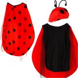 Kostuum Lieveheersbeestje met Muts met Voelsprieten en Verkleedpak met Vleugels Carnaval Halloween Themafeest Hoofdband Verkleedkleding 98 - 104 - 110 - 116 cm