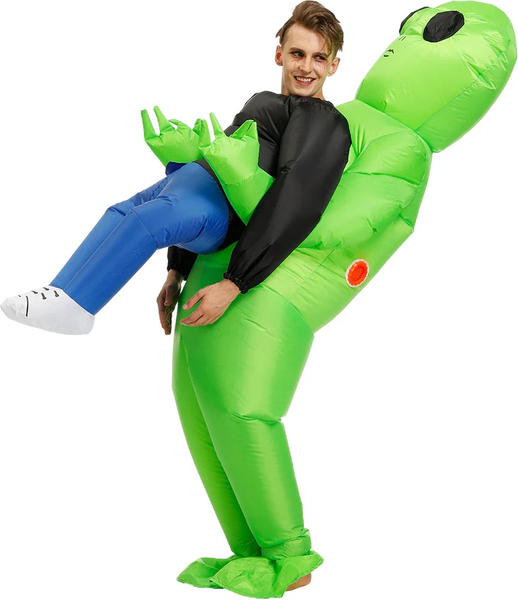 KrijgHonger - Alien Kostuum Voor Volwassenen (150-195cm) - Ontvoerd door Alien - Verkleedkleding - Carnavalskleding - Opblaasbaar Kostuum - Halloween