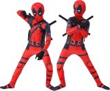 KrijgHonger - Deadpool Kostuum Voor Kinderen - 130 cm (128) - Carnavalskleding - Halloween - Superhelden Kostuum - Deadpool pak - Verkleedkleding Kind