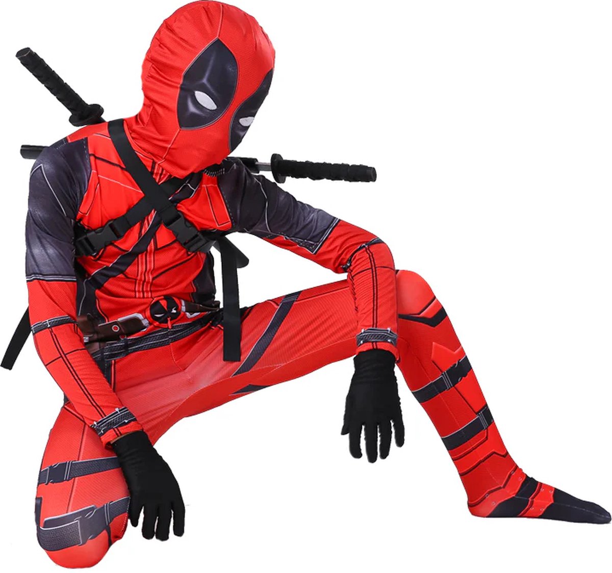 KrijgHonger - Deadpool Kostuum Voor Kinderen - 140 cm - Carnavalskleding - Halloween - Superhelden Kostuum - Deadpool pak - Verkleedkleding Kind