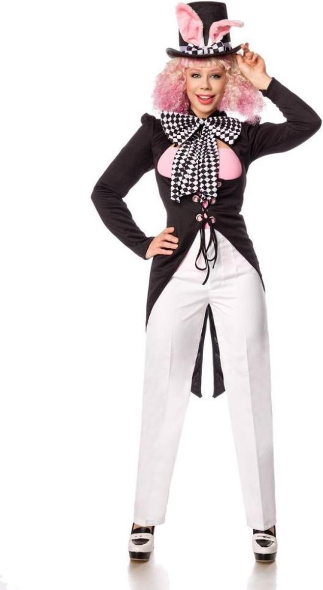 Mask Paradise - Bunny Hatter Kostuum - 2XL - Zwart/Roze