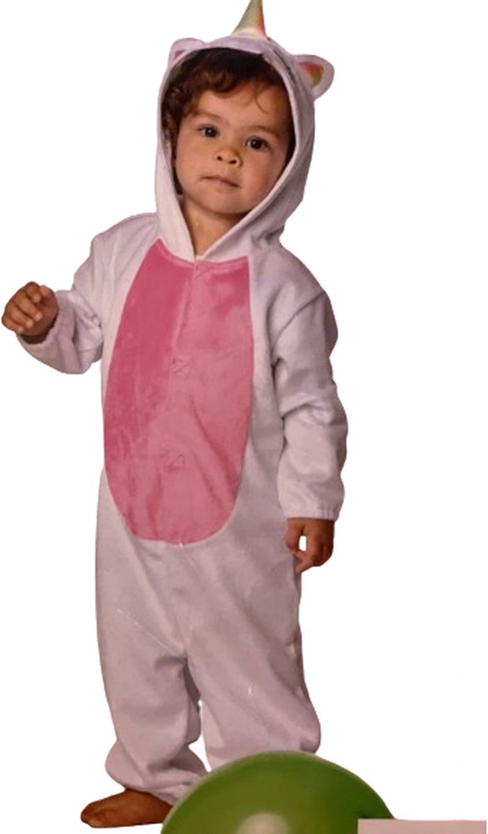 Onesie Little Unicorn - Eenhoorn - Maat 68/74 - Baby pakje - Kostuum - Carnaval - Roze/wit - Baby onesie - Pyjama - Slapen - Feest