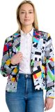 OppoSuits Miss Testival - Dames Blazer - Carnaval - Stijlvolle Dames Colbert - Meerkleurig - Maat: EU 34