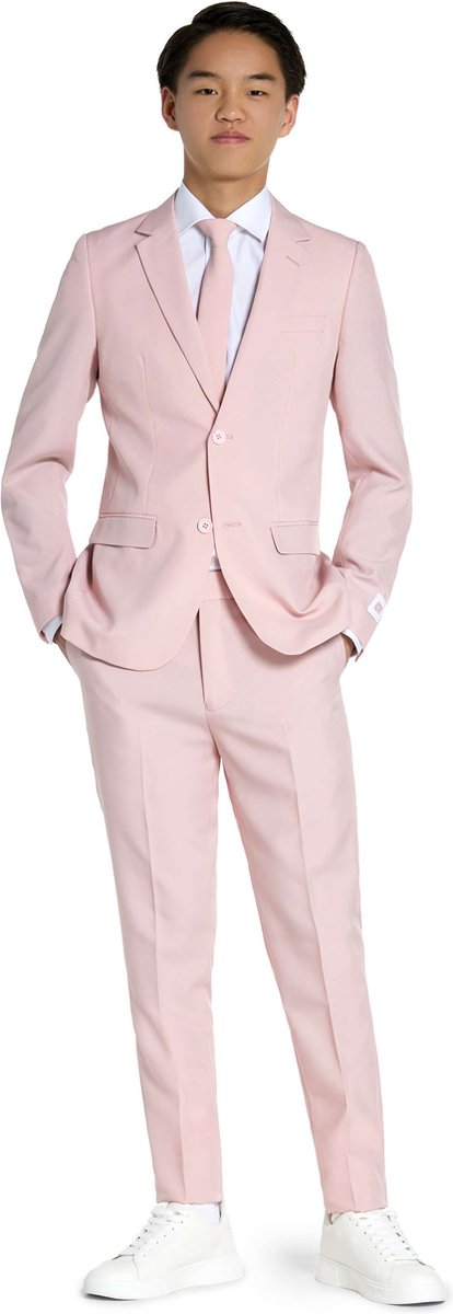 OppoSuits Tiener Lush Blush - Jongens Pak - Carnavalskleding - Effen gekleurd - Roze - Feest - Maat 134/140