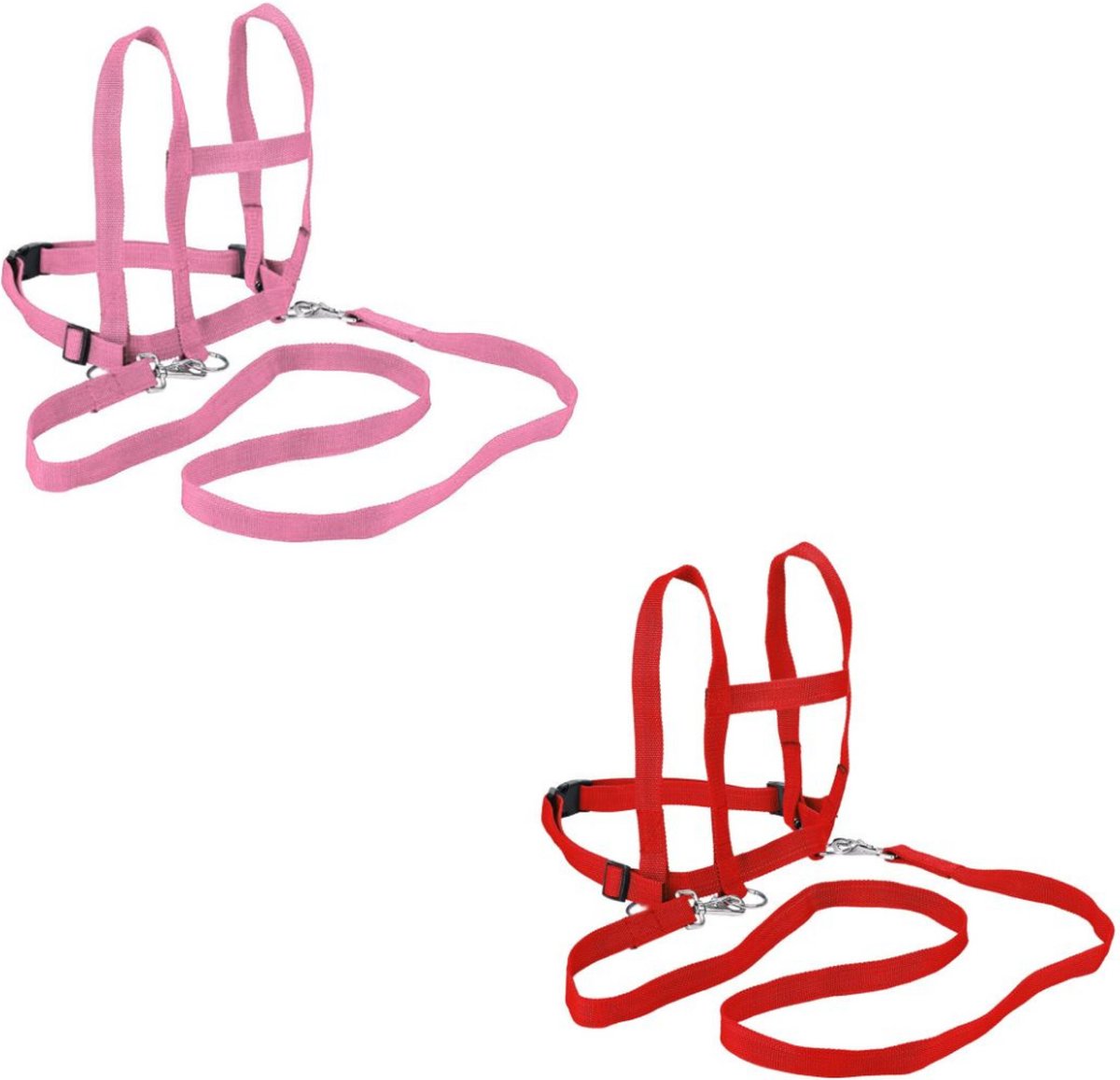 Paardentuigje Kinder Loop Speelgoed Set 2 Stuks | Nylon | Rood,Roze