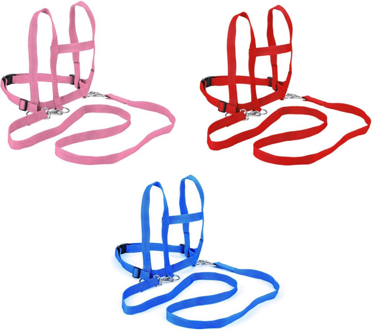 Paardentuigje Kinder Loop Speelgoed Set 3 Stuks | Nylon | Rood,Blauw,Roze