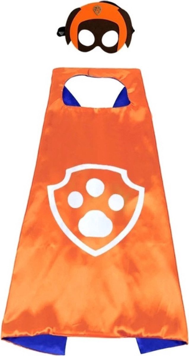 Paw Patrouille Verkleedkleding Zuma Oranje - Cape en Masker - Kostuum - Carnaval - Verkleedpak Kind - High Way Patrol - Verkleedkleren Jongen Meisje - Pak - Halloween - Verkleden - Kinderfeestje - Cadeau - Cosplay - Superheld - Omkleden