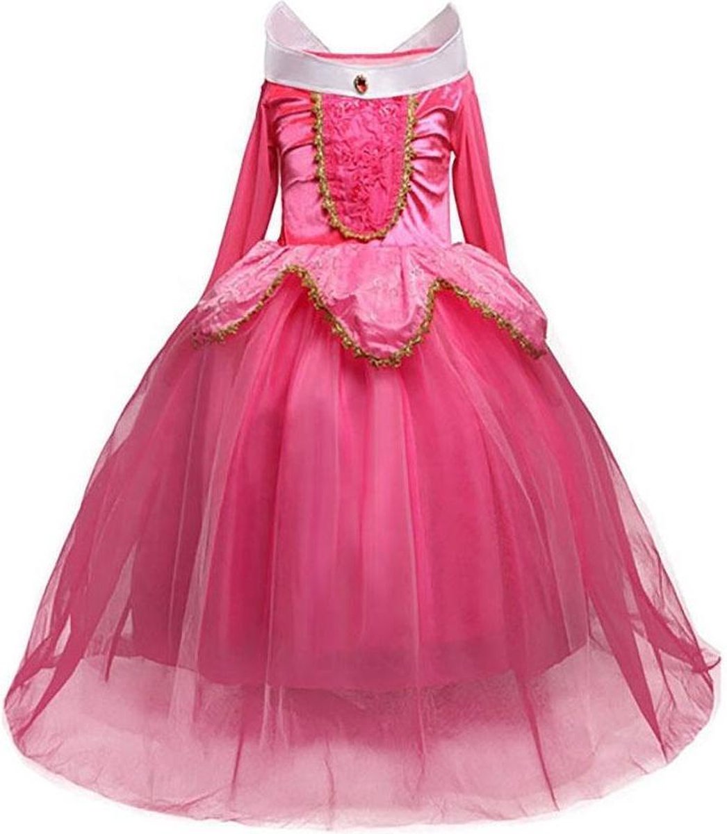 Prinses Doornroosje - Prinsessen jurk - Klassiek - Roze - Prinsessenjurk - Verkleedkleding - Feestjurk - Sprookjesjurk - Maat 122/128 (6/7 jaar)