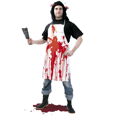 Schort met bloed - Halloween horror verkleedkleding kostuum - wit/rood -