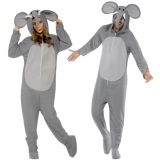 Smiffy's Verkleed Onesie/jumpsuit olifant - grijs - voor volwassenen