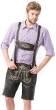 Tannhauser Lederhose Max Kort Deluxe 100% Echt Leder Oktoberfest Heren Carnavalskleding Heren Lederhosen Man -Leer- Zwart- Maat 3XL/58