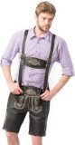 Tannhauser Lederhose Max Kort Deluxe 100% Echt Leder Oktoberfest Heren Carnavalskleding Heren Lederhosen Man -Leer- Zwart- Maat XL/54