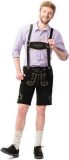 Tannhauser Lederhosen Gustav Kort 100% Echte Leder Heren Oktoberfest Heren Carnavalskleding Heren Lederhosen Man - Leer- Zwart -XXL