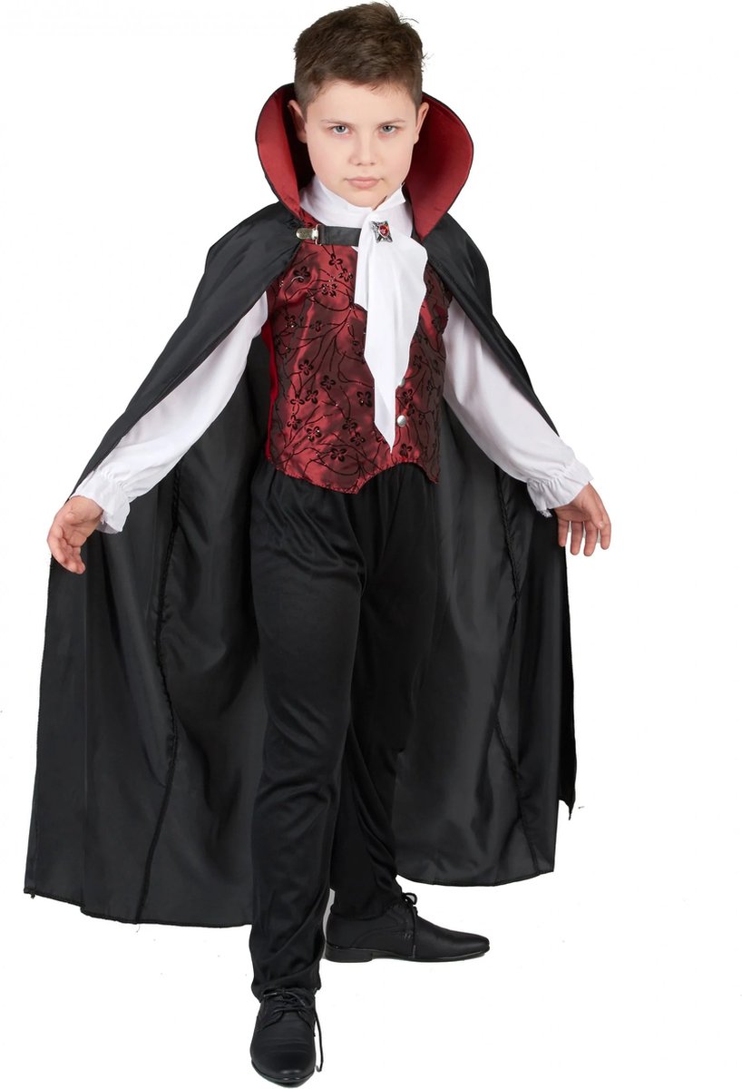 Verkleedkostuum vampier voor jongens - Halloween verkleedkleding - Maat 140/152