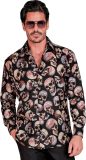 Widmann - Spaans & Mexicaans Kostuum - Skull Emperor Overhemd Man - Zwart - XXL - Carnavalskleding - Verkleedkleding